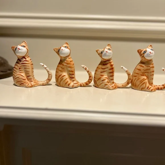 Vintage Bone China Orange Tabby Cat Napkin Rings - Picture 2 of 9